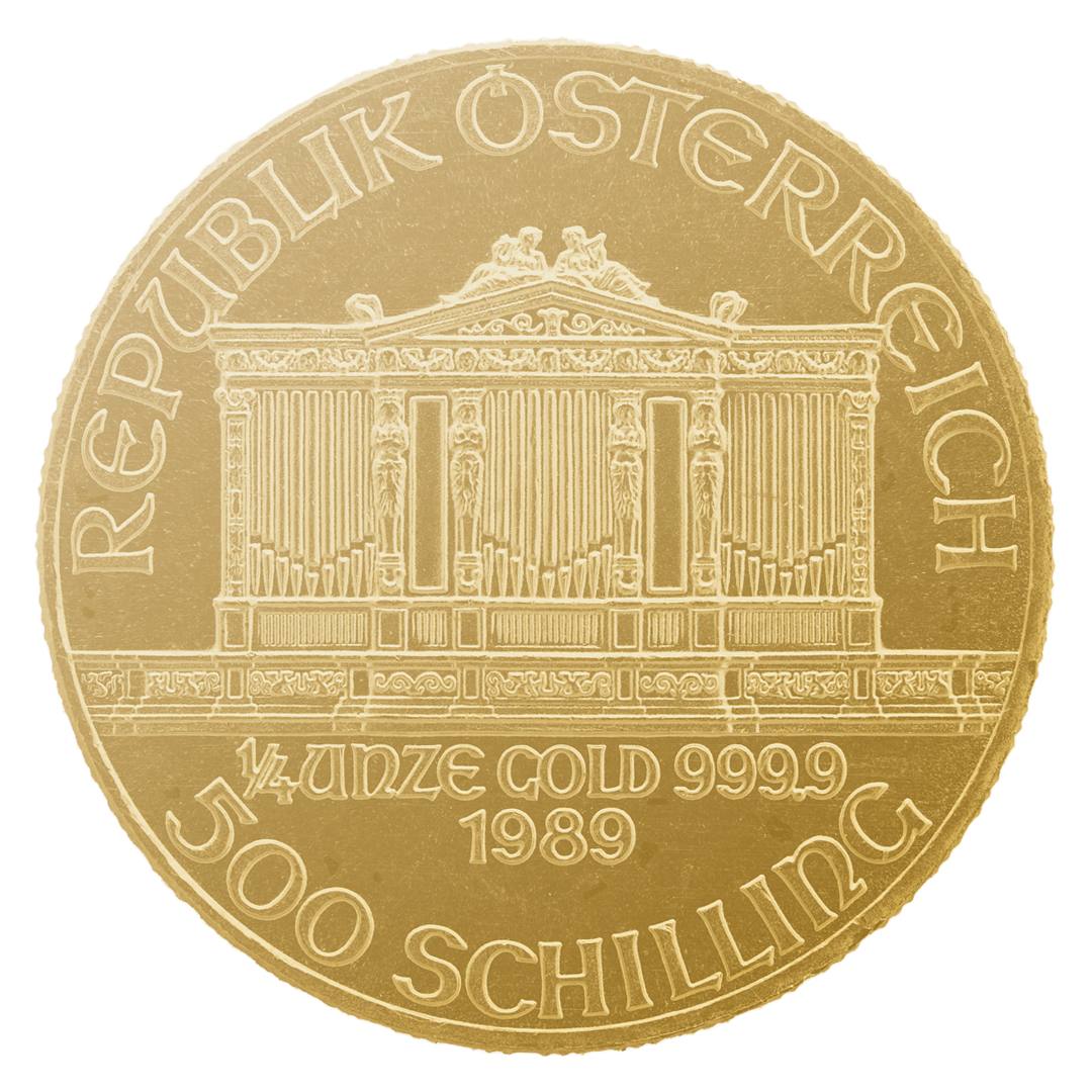 1 4 Unze Gold Wiener Philharmoniker 500 Schilling 1989 1 4 Unze Gold Wiener Philharmoniker 500 Schilling 1989